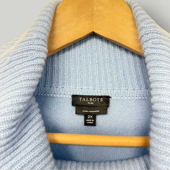 TALBOTS Cashmere Sweater Cowl Neck Sz 2X Blue - Picture 6 of 15